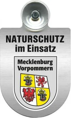 Produktbild von Einsatzschild mit Saugnapf - Naturschutz im Einsatz - incl. Regionenwappen 393826 Color - Region Mecklenburg-Vorpommern