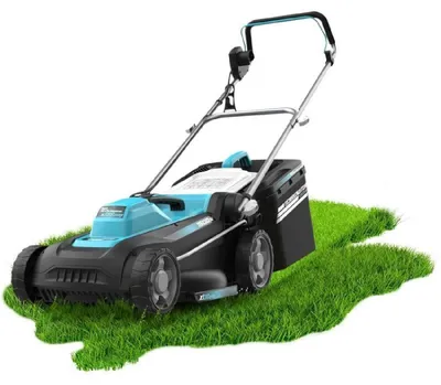 Immagine prodotto di Tosaerba a filo con 1500 W. Larghezza di taglio 36 cm. Sistema di regolazione dell'altezza Z-Tech. 3 in 1 con mulching. Ruote posteriori XL. Sicurezza con tecnologia BeltDrive.