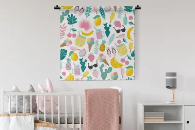 Produktbild von MuchoWow® Wandteppich Wandbehang Sommer - Elemente - Muster 90x90 cm Tapisserie Dekoration Wandtuch - Wandaufhänger