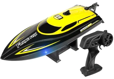 Image de Bateau télécommandé iUni HJ812, bateau de course RC dérapage, vitesse 25 km/h, 2,4 GHz, jaune