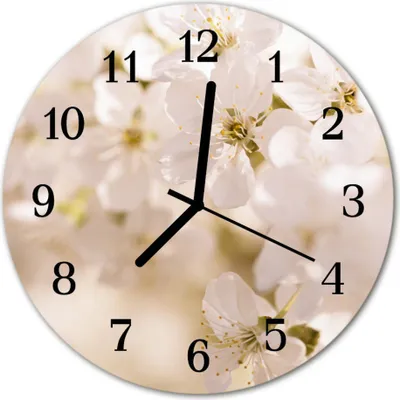 Produktbild von Glasuhr Wanduhr Küchenuhr Echt-Glas 30fi cm Blumen weiß