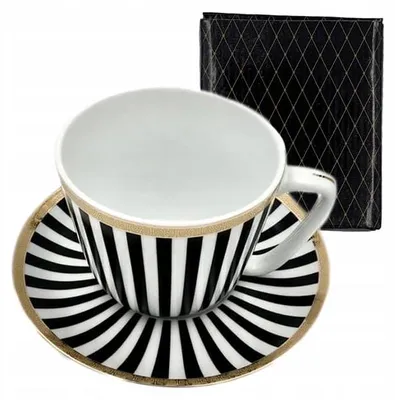 Produktbild von Bogucice Serko Jumbo-Tasse mit Untertasse, Streifen Porzellan