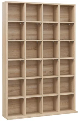 Immagine prodotto di Mobile Porta CD 89x20x130.5 cm con Ripiani Regolabili per 456 CD o 336 DVD 24 Scomparti in Legno