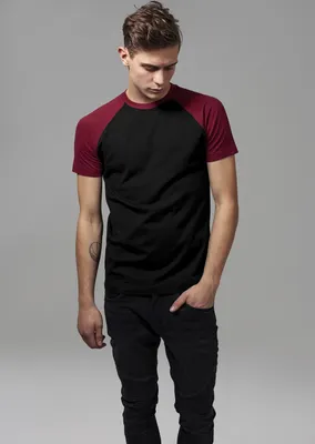Produktbild von Urban Classics T-Shirt Raglan Contrast Tee Black/Burgundy-3XL