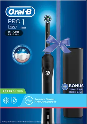 Produktbild von Oral-B PRO 80314423, Erwachsener, Rotierende-vibrierende Zahnbürste, Tägliche Pflege, 20000 Bewegungen pro Minute, Schwarz, Weiß, 8000 Bewegungen pro Minute