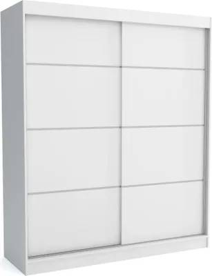 Produktbild von Kleiderschrank ROB WHITE 180x60x215 cm – Schiebetüren, Kleiderstange & Regalböden – Moderner Schrank für Schlafzimmer oder Ankleidezimmer,