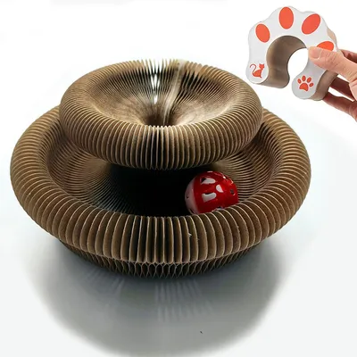 Imagen del producto de Tablero rascador para gatos, plegable, de 24 x 11 cm, con cascabel de colores, ideal para interiores