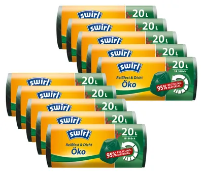 Produktbild von 10x Swirl Öko Müllbeutel 20L ( 18 stk./Rolle ) mit Zugband