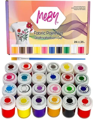 Produktbild von Textilfarben – Stoffmalfarben Set mit Pinsel (24x25ml)