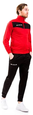 Produktbild von Givova Herren Visa Trainingsanzug, Mehrfarbig (rot/schwarz), 2XS