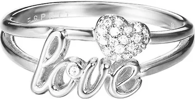Produktbild von Esprit Damen Ring Messing jw52882 Silber LOVE/Herzen ESRG02773A1, Ringgröße:57 (18.1 mm Ø)