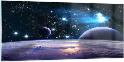 Produktbild von Bilder auf glas - Kosmos Planet - 120x50cm - Glasbilder - Wandbilder - Kunstdruck - zum Aufhängen bereit - Wanddekoration aus Glas - Glas Bilder - Wandbild auf Glas - Einteilig - GAB120x50-3575