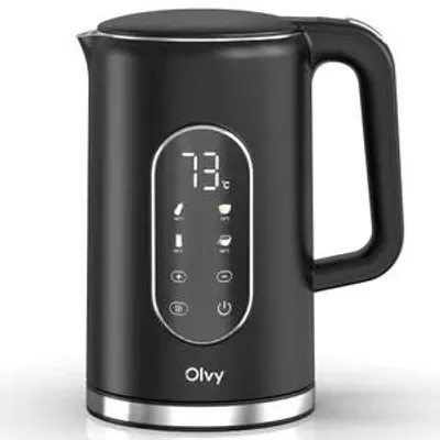 Productafbeelding van Olvy waterkoker met temperatuurregeling, 1,7 liter – LCD-display, 2200W, BPA-vrij, warmhoudfunctie, kalkfilter, temperatuurinstelling 40–100°, roestvrij staal