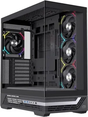 Image de Einarex EXCS-PR-800R-B, Midi Tower, PC, Noir, ATX, Micro ATX, Mini-ITX, Acier, Verre trempé, Gaming