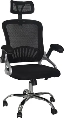 Immagine prodotto di Happyment Sedia ergonomica da ufficio Deluxe - Con poggiatesta - Regolabile in altezza - Linnen - Nero - Per adulti - Portata fino a 200 kg