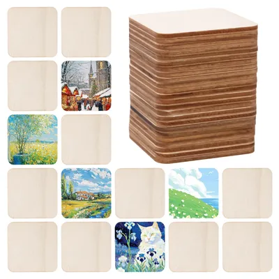 Produktbild von Set von 150 Natürlichen Holzquadraten für Kreatives Malen