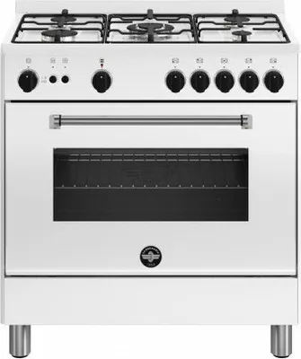 Image de Bertazzoni La Germania Americana AMN855GBV/24 Cuisinière Cuisinière électrique indépendante à gaz blanc A