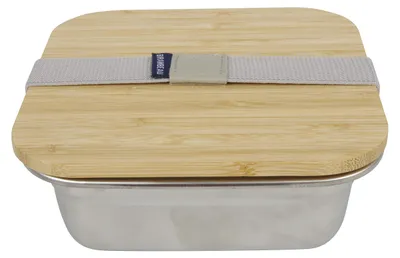 Edelstahl-Box mit Bambusdeckel, 750 ml, luftdicht