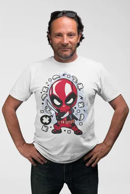 Produktbild von D&B Férfi Uni Polo  PC00009 Deadpool Weiß-Größe 5XL