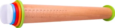 Obrázok produktu pre Nastaviteľný drevený valček Krumble - Nastaviteľný valček, aby ste si mohli určiť hrúbku cesta - 10, 6, 4 alebo 2 mm - Hnedý s farbou