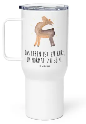 Produktbild von Mr. & Mrs. Panda thermosbecher Lama Stolz - Weiß - Geschenk, Freundin, Kumpel, Familie, Lamas, Kaffee-to-go-Becher, Edelstahlbecher, Thermobecher, Teetasse, Beste