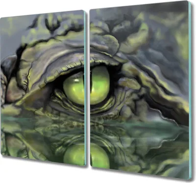 Produktbild von Coloray Hackbrett Herdabdeckplatte 2x30x52 cm Küchenbrett Kochplattenabdeckung Schneidebrett - Tierwasser-Krokodil Auge