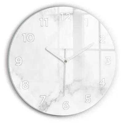 Produktbild von Wallfluent Wanduhr – Stilles Quarzuhrwerk - Uhr Dekoration Wohnzimmer Schlafzimmer Küche - Zifferblatt - weiße Zeiger - 30 cm - Eleganter Marmor