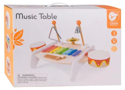 Produktbild von Classic World Holztisch Musikinstrumente für Kinder weiß Musikspielzeug