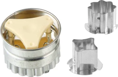 A set of cookie cutters on a white background.