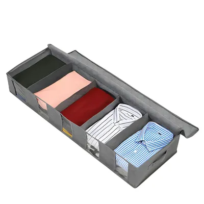 Produktbild von Unterbett-Aufbewahrungstaschen mit abnehmbaren Trennwänden, staub- und feuchtigkeitsbeständig, faltbar, für Bettdecken, Decken, Kleidung - 1 Stück.