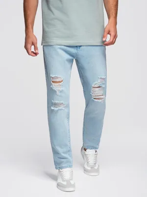 Immagine prodotto di Jeans Ombre da uomo CARROT FIT con lavaggio indaco chiaro L