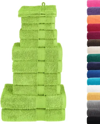 Image de vidaXL, lot de 12 serviettes de qualité supérieure SOLUND, vert pomme, 600 g/m²
