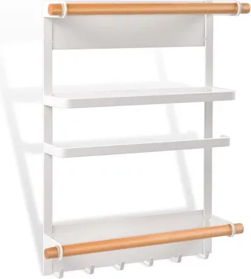 Obrázok produktu pre Kuchynská polica na montáž na stenu, 6 háčikov, biela, 245 x 74 x 340 mm