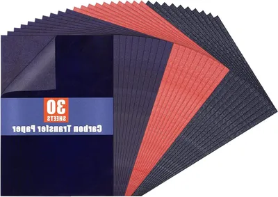 Productafbeelding van Koolstofpapier Set - Grafietpapier Transferpapier - Patronen Overbrengen - 3 Kleuren A4 - 30 Vellen - Rood Blauw Zwart