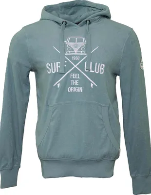 Produktbild von Herren Frottee Hoodie VW Bulli »SURF CLUB« Stone Blau Weiß