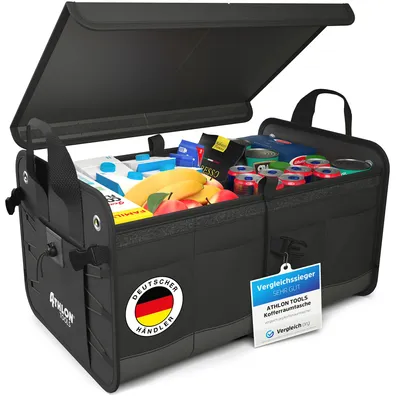 Produktbild von ATHLON TOOLS Premium Kofferraumtasche groß mit Deckel - schwarz