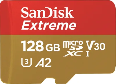 Zdjęcie produktu dla Karta pamięci SANDISK EXTREME microSDXC 128 GB 190/90 MB/s UHS-I U3 ActionCam (SDSQXAA-128G-GN6AA)