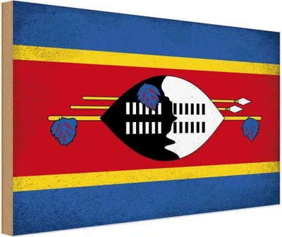 Produktbild von vianmo Holzschild 20x30 cm Swasiland Eswatini Vintage Flagge Fahne Wappen