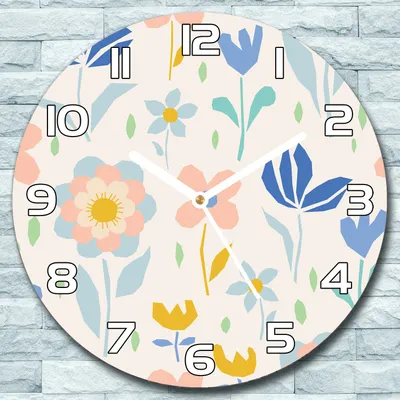 Produktbild von Wanduhr aus Glas Rund fi 30 Geometrische Blumen Quarz Deko Schlafzimmer Büro