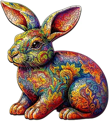 Produktbild von Holzpuzzle Hase 450 Teile – Tierpuzzle für Erwachsene aus Holz