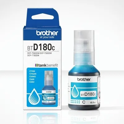 Zdjęcie produktu dla Atrament Cyan Brother BTD180C, Wydajność 5000 stron, Do DCP-T580DW, DCP-T583DW, DCP-T780DW