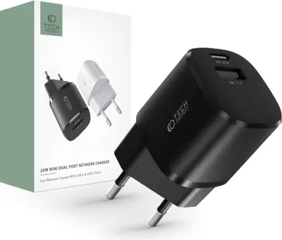 Immagine prodotto di Tech-Protect C20W Mini Caricabatterie a 2 porte Pd20W/Qc3.0 Nero