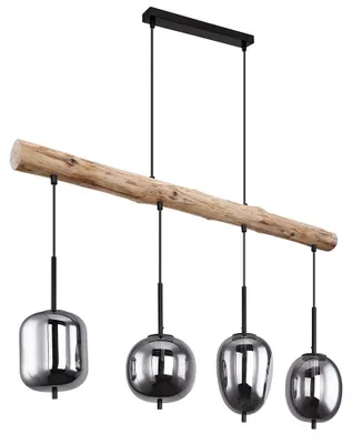 Produktbild von Hängeleuchte, Glasschirm, Holzoptik, braun, H 130 cm