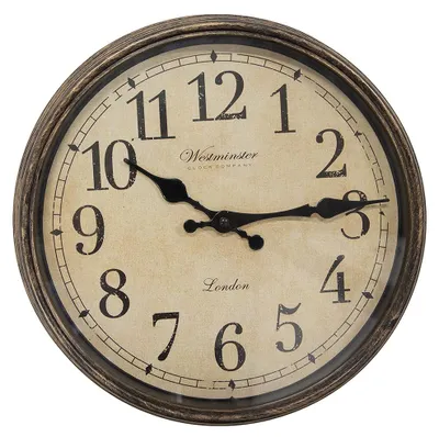 Image de Clayre & Eef Horloge murale Ø 30x4 cm Marron Plastique