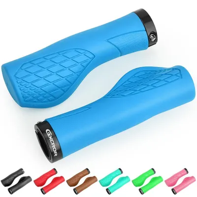 Obrázok produktu pre Ergonomické riadidlá na bicykel s priemerom 22,2 mm, vhodné pre horské bicykle (MTB), s protišmykovou povrchovou úpravou, modrej farby