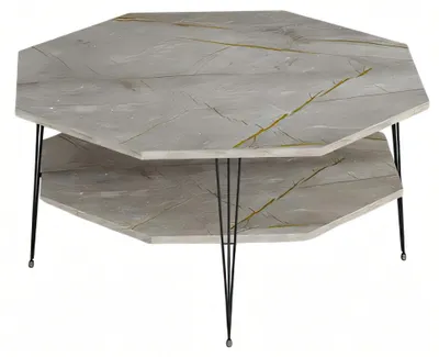 Image de Table basse grise moderne en bois avec cadre en acier inoxydable