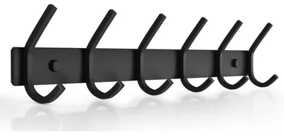 Produktbild von Garderobenleiste 6 Haken Edelstahl Schwarz 43 cm
