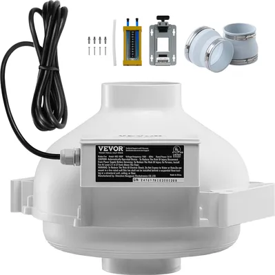 Produktbild von VEVOR 98–114 mm Radon-Lüfter-Installationsset, 190 CFM Radon-Minderungs-Lüftersystem-Set, Inline-Kanalventilator, Abluftventilator für Innen- und Außenlüftung
