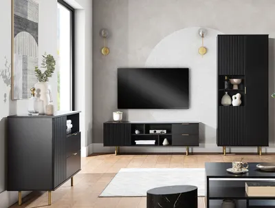 Produktbild von Wohnmöbel Set matt schwarz NADOR-132 modern 3-teilig