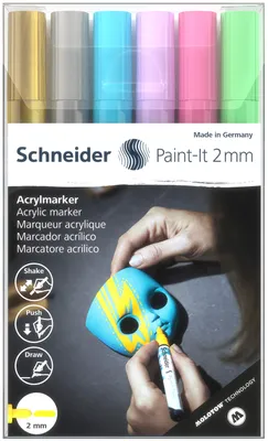 Obrázok produktu pre Schneider 120196 6 Schneider Paint-It 310 V2 Acrylstifte farbsortiert 2,0 mm